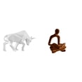 thumbnail image 1 of Estatua Abstracta Moderna De Resina Que Representa Un Toro Y Un Pensador Humano. Figura Coleccionable Ideal Para La Entrada De La Oficina, Mesa, Escritorio, Estante O Decoración De Bodas., 1 of 8
