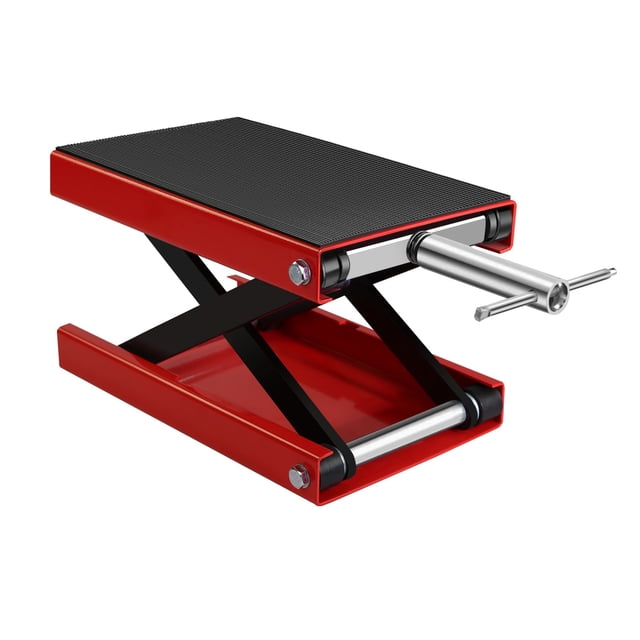GloryStar 1100 lbs Capacity Motorcycle Lift, Adjustable Height Scissor Jack with Non-Slip Saddle, Hand Crank, and Safety Lock Pin for Garage and Maintenance