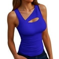 thumbnail image 1 of Camiseta sin mangas acanalada para mujer: cuello asimétrico, corte ajustado, poliéster elástico. Prenda básica sexy para el tiempo libre, fiestas y la playa., 1 of 5