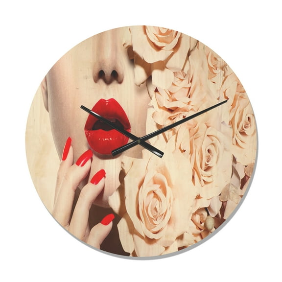 Designart 'Floral Design and Woman's Fashion' Shabby Chic Wood Wall Clock