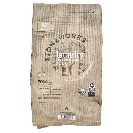 Grab Green Stoneworks Natural, Eco-Friendly Detergent Powder Pods, Birch Branch, 50 Loads
