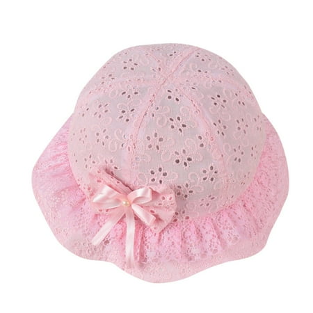 

Relanfenk Baby Hats Girls Mesh Embroidered Beach Cap Bow Flower Cute Summer Bucket Cap Hat