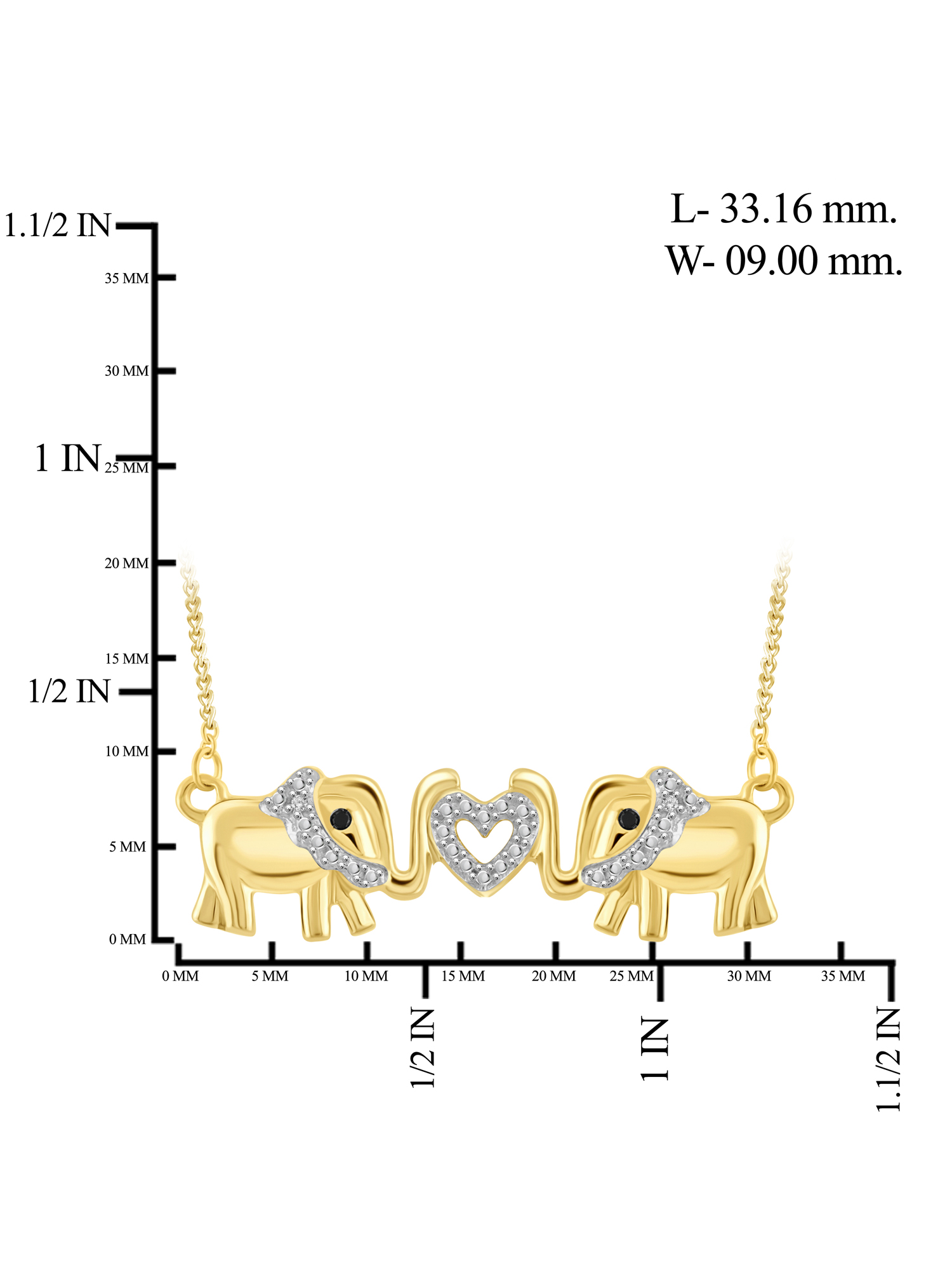 JewelersClub Black And White Diamond Accent 14kt Gold-Plated Elephant Pendant, 18"