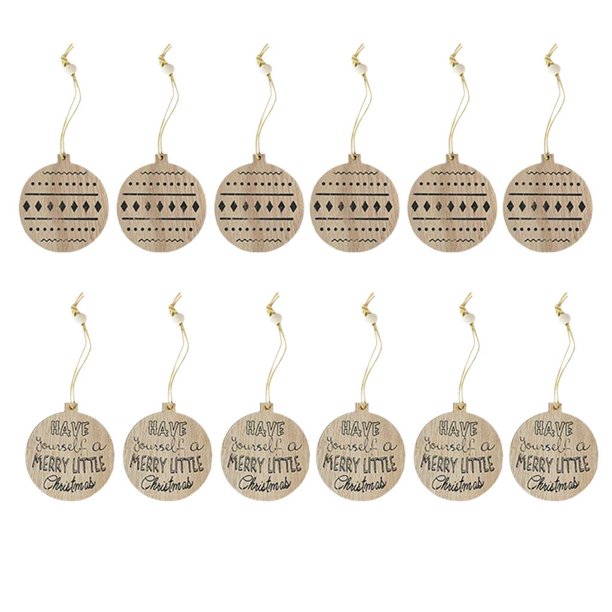12 adornos colgantes de madera para Navidad. Bolas de navidad