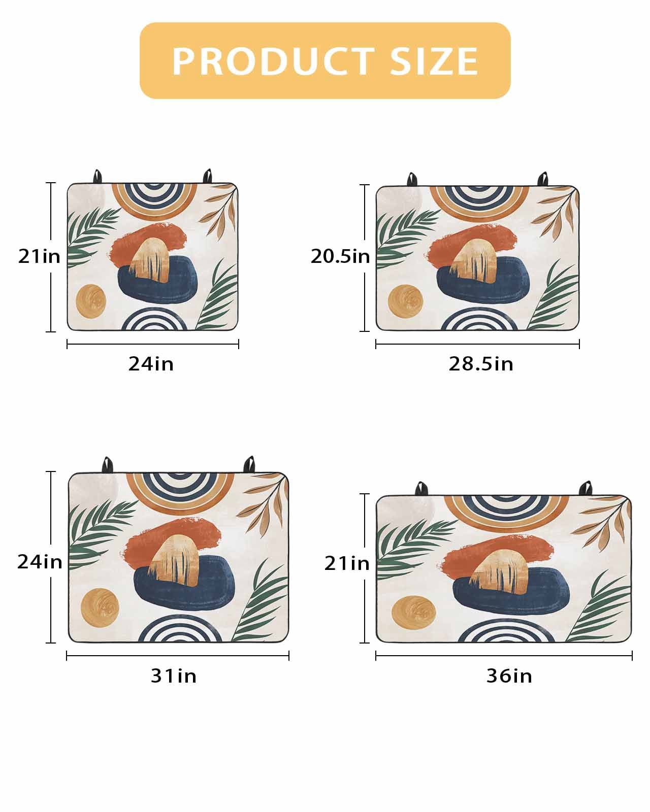 Large Induction Cooktop Protector Mat Boho Stove Top Covers for Electric Stove, Bohemia Middle Century Leaves Abstract Minimalist Beige Decorative Stove Burner Cover Mats, Glass Top Stove Cover