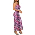 thumbnail image 4 of INSPIRE CHIC Women's Floral Maxi Dress Mesh Sleeveless Bodycon Cocktail Dress XL Lilac, 4 of 6