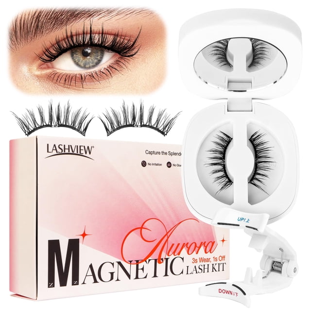 Pestañas magnéticas LASHVIEW Upgrade, reutilizables, de aspecto natural