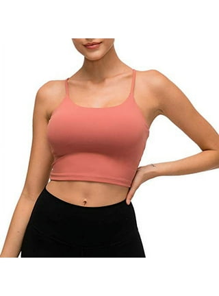  Lemedy Molded Cup Sports Bra Medium Impact Padded Longline Cami  Crop Tank Tops (Coffee Brown, S) : Clothing, Shoes & Jewelry
