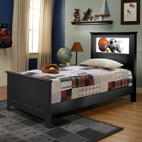 LightHeaded Beds Shaker Twin Bed, Black
