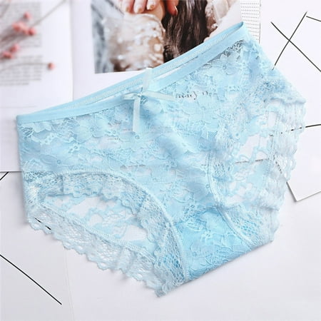 

kpoplk Panties For Women Plus Size Cotton Underwear for Women Lace Womens Panties Pack Regular(Light Blue)