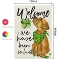 thumbnail image 2 of Newhomestyle St Patricks Day Dog Garden Flag 12x18 Inch Double Sided for Outside Small Burlap Green Shamrocks Clovers We Have Been So Lucky Welcome Yard Holiday Decoration, 2 of 5