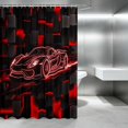 thumbnail image 2 of Erosebridal Sports Car Shower Curtain 72Wx84L, Neon Outline Bathroom Shower Curtain, Red Neon Outline, 2 of 5