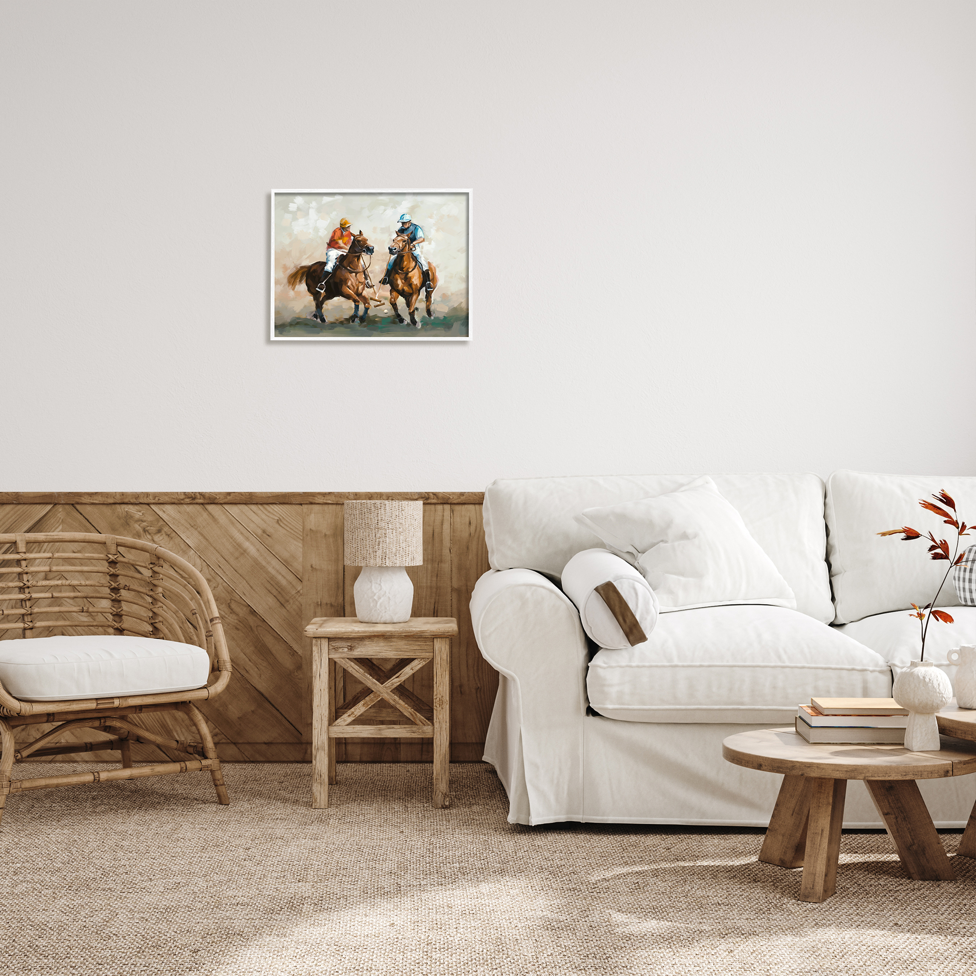Stupell Industries Equestrian Polo Players Animals & Insects Painting White Framed Art Print Wall Art, 20 x 16