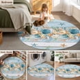 thumbnail image 5 of Round Rugs 3.3Ft, Blue Beach Coastal Round Area Rug Washable Indoor Throw Carpet, Nautical Shell Starfish Coral Summer Soft Non Slip Circle Rug for Laundry Room Patio Home Decor Aesthetic, 5 of 8