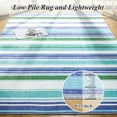 thumbnail image 2 of Wellber Soft Rugs Vintage Striped Area Rug Accent Carpet for Bedroom Living Room Home Decor,4'x6',Blue, 2 of 7