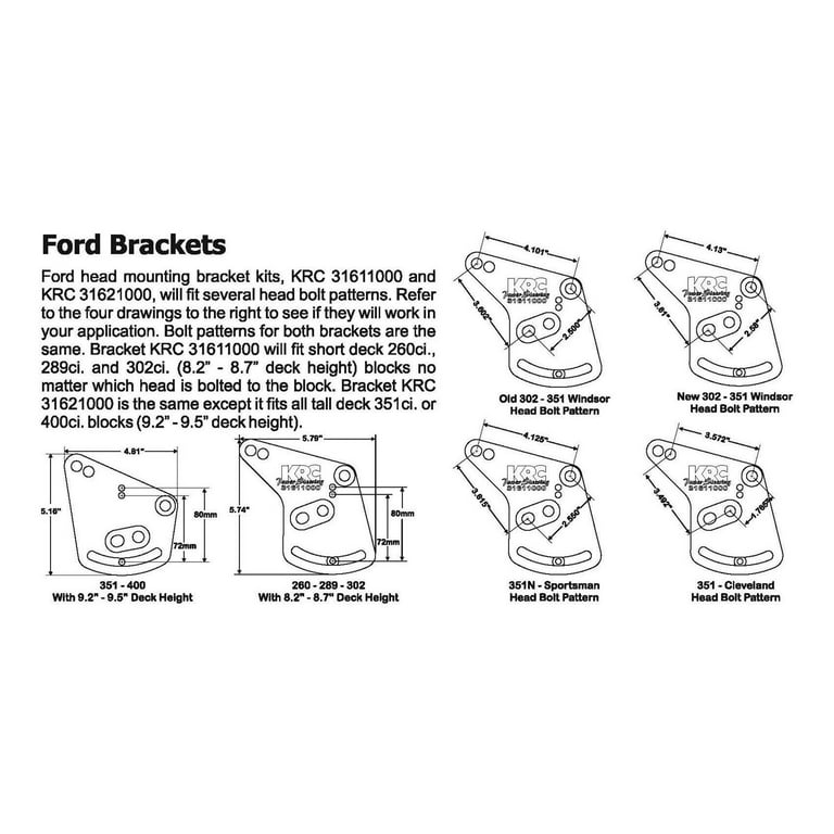 KRC Power Steering Pump Bracket Only SBF LH Head Mount KRC Power Steering Pump Bracket Only SBF LH Head Mount