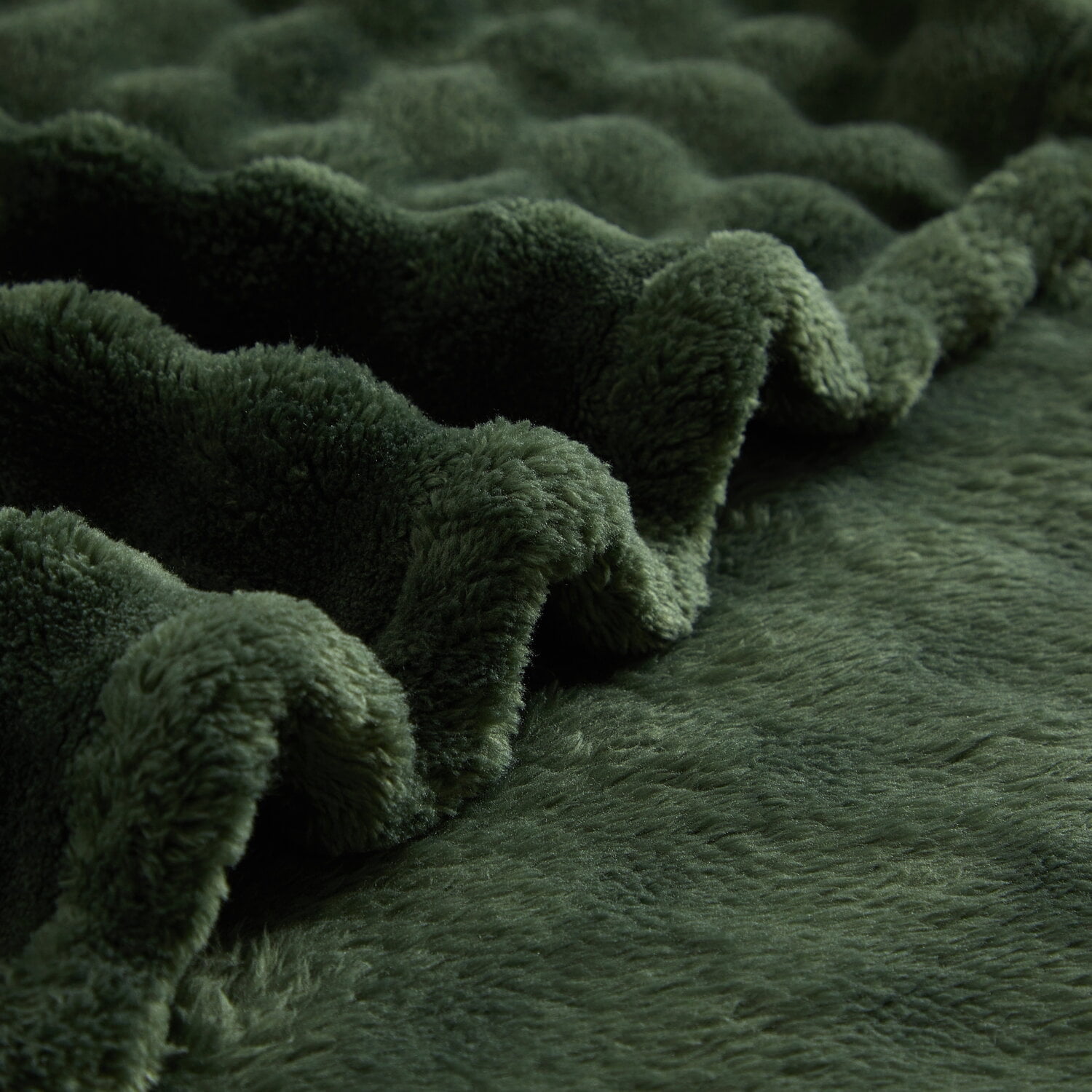 Cozy Haven Luxury Bubble Plush Oversized Couch Throw Blanket, Green, 50 x 72 in