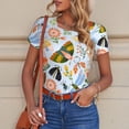 thumbnail image 6 of Pofeuu Insects and Flowers Print Short Sleeve Body Suits Women Round Neck Bodysuits for Women Onesie Adult Set Body Suit-X-Large, 6 of 7
