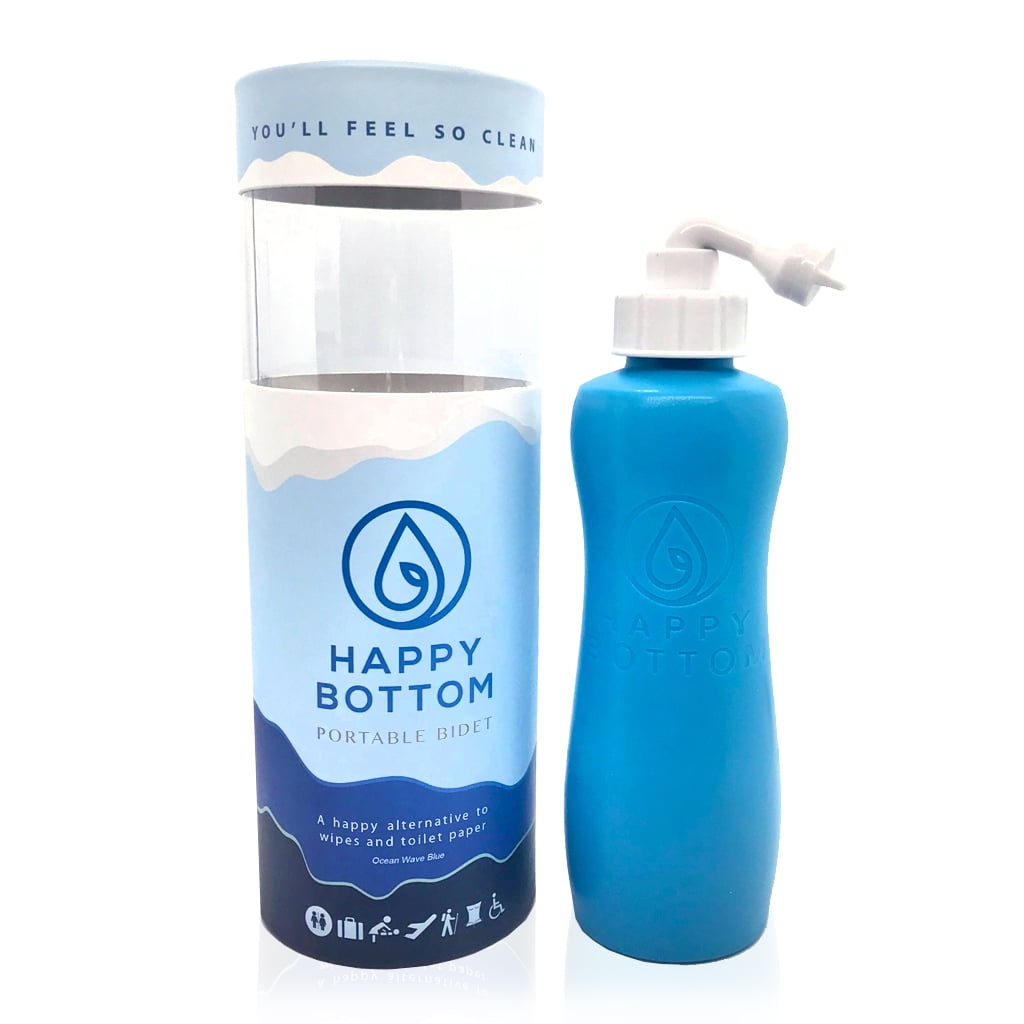 Happy Bottom Washer Handheld Portable Bidet & Peri Bottle for Home or Travel (Ocean Wave Blue)