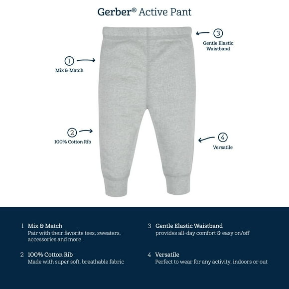 Gerber Baby Girls' 4-Pack Pants