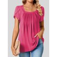 thumbnail image 2 of Eytino Womens Top Petal Short Sleeve Tunic Tops Pleated Square Neck Blouses Dressy Casual Loose Shirts, 2 of 4