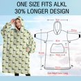 thumbnail image 4 of Oversized Wearable Blanket Hoodie,LightYellow Cartoon Dinosaurs Leaves Pattern Sherpa Blanket Hoodie with Super Pockets,Super Warm Fuzzy Pullover for Women & Men, 4 of 6