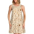 thumbnail image 1 of Easygdp Coffee Time para Vestido Transpirable de Mujer, Vestido Suelto de Manga Corta con Pliegues y Bolsillos para el Verano, 1 of 7
