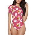 thumbnail image 1 of Bingfone Motif Tournesol Cochon Justaucorps Col Rond pour Femmes, Bouton Pression Manches Courtes Justaucorps, Adapté pour Fête, Sports, Usage Quotidien-Moyen, 1 of 7