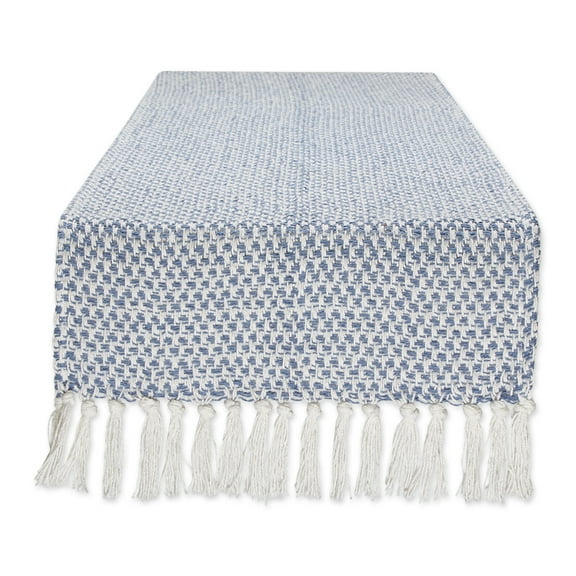 DII Textured Cotton Table Runner, Stonewash Blue, 15"W x 72"L