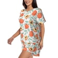 thumbnail image 2 of Daiia Peach Pattern Womens Pajama Sets Short Sleeve Pajamas for Women Sets Soft Lounge Sets Casual Round Neck Sleepwear PJS-Large, 2 of 7