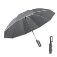 thumbnail image 1 of Mistaha Automatic Reverse Folding Business Umbrella with Reinforced Fiberglass Ribs - Windproof Loop Handle Umbrella, Carabiner Design, Reflective Strip, 10 Ribs, Durable Fiberglass Material - Beige, 1 of 6