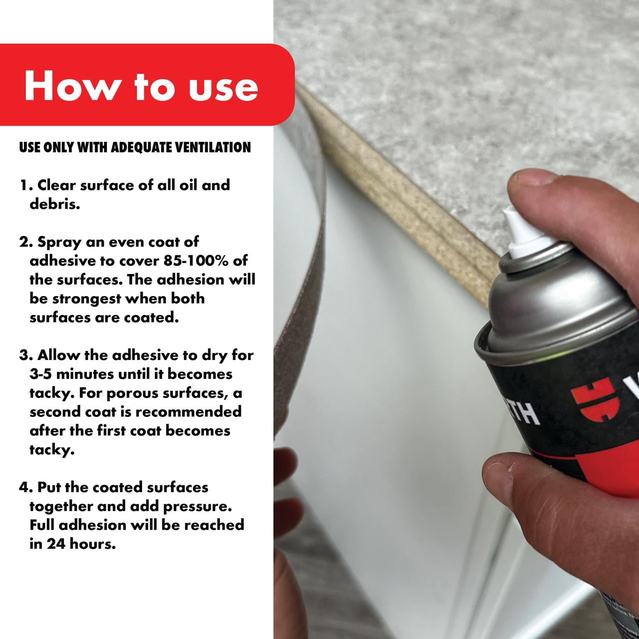 Würth  Super Strength Spray Adhesive, Multi-Surface, 14oz, Clear, Fast-Tack, Contact Glue