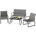 thumbnail image 1 of Gymax 4 Piece Patio Furniture Set Outdoor Metal Conversation Set w/ Padded Fabric Seat, 1 of 7