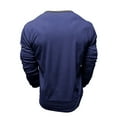 thumbnail image 5 of Henley Tops for Men Vintage Long Sleeve Cotton Tees No Collar Button Up Gym Workout Shirts, 5 of 7