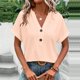 thumbnail image 2 of Tops para adolescentes,Camiseta de cuello en V para mujer, informal, de manga corta, de poliéster suave, ideal para el hogar y el uso diario, sopatenor, 2 of 8