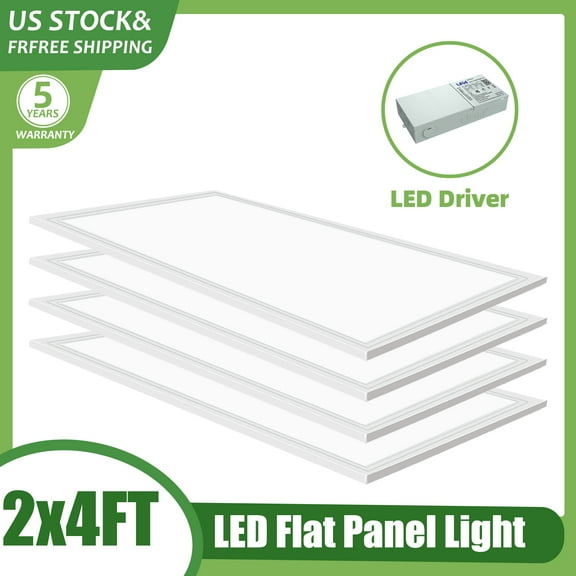 Seuron 4Pack 2x4ft LED Flat Troffer Panel Light 7800 Lumens,5000K White Ceiling Light ETL Certificated