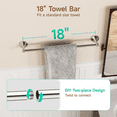 thumbnail image 2 of 4-Piece Wall Mounted Towel Bar Set, 18-Inch Heavy Duty Bathroom Hardware Set, Bathroom Accessories, Modern Home Style, Polished Chrome, 2 of 8