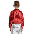 thumbnail image 4 of TTAO Unisex Boys Girls Hip Hop Jazz Dance Outfits Long Sleeve Shiny Jacket Outwear with Metallic Pants Streetwear Red 10, 4 of 5