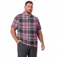 thumbnail image 6 of Domzest Men's Big and Tall Polo Shirts Short Sleeve Moisture Wicking Plus Size T Shirts Quick Dry Collared Plaid Golf Shirt Pink XL, 6 of 6