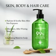 Aloderma 99% Organic Aloe Vera Gel, Bottled within 12 Hours of Harvest (300g, 10.6 oz), No Sticky Residue - No Powder Concentrates or Water Added - Eco-Friendly