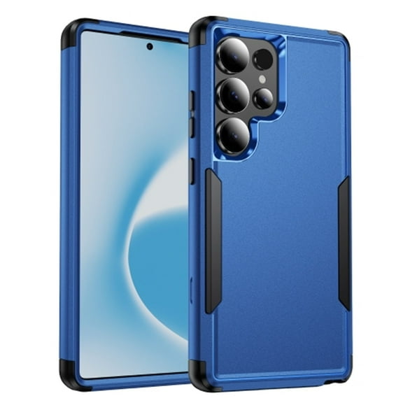 YEYKX Case Designed for Samsung Galaxy S25 Ultra 5G 6.9-inch,Heavy Duty Shockproof Protective 3-Layer Phone Bumper Cover With Full Body Rubber Armor Bumper Dropproof Protection,Blue Black