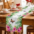 thumbnail image 5 of Tropical Spring Table Runner 72 Inches, Floral Leaves Butterflies Gray Wooden Bed Runner Dresser Scarves Tabletop for Indoor Outdoor Parties/Ceremony/Banquet, 16" x 72", 5 of 9