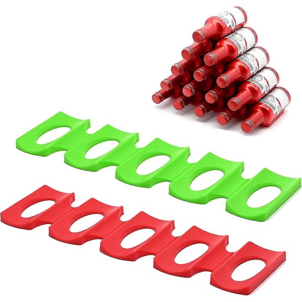 Bottle And Can Stacker For Refrigerator, 2pcs Non-slip Silicone Collapsible Wine Rack Beer Can Holder Organizer. (red And Green)