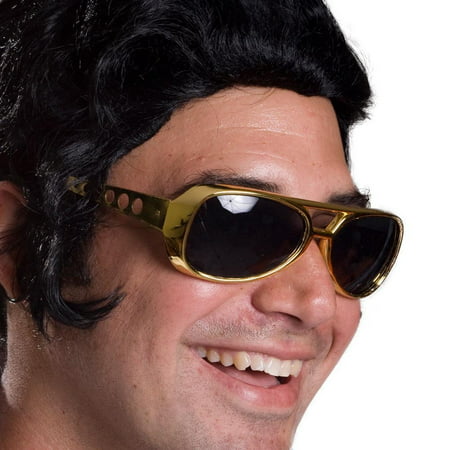 Large Elvis King of Rock Rock & Roll TCB Aviator Sunglasses (Gold), 100% Protection Against Harmful UVA/UVB Rays