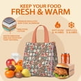 thumbnail image 5 of Pioneer Flower Floral Print Pattern Insulated Lunch Bag for Women & Adults,Large Portable Soft Cooler Lunch Bag,Thermal Food Storage Tote with Pearl Cotton,8.66L,8.75x5.75x9.5 Inch, 5 of 6