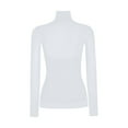 thumbnail image 5 of SNKSDGM Casual Easter Shirts Going Out Tops for Women Plus Size Lace Women's Turtleneck Sheer Mesh Top Stretch Layering Blouse Long Sleeve Bodycon Shirt Casual Tops for Women Long Sleeve off Shoulder, 5 of 5