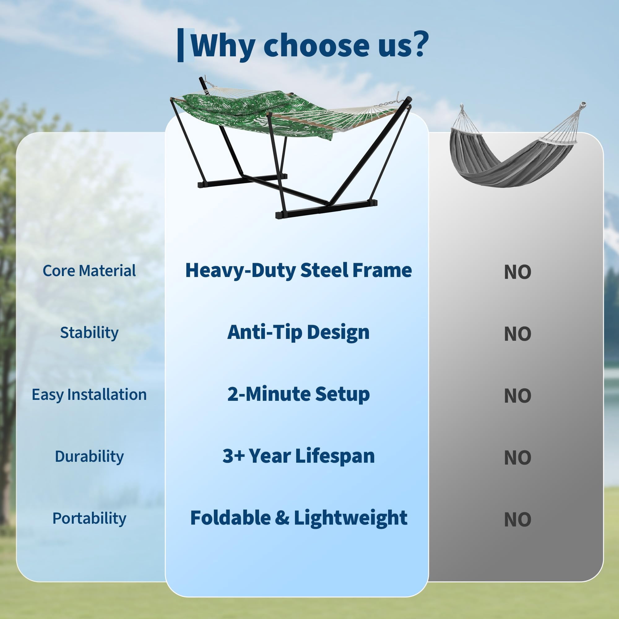 Kicctian 2 Person Hammock with Stand, Portable Double Hammock with 450 lbs Capacity, Balance Rope Included, for Patio, Backyard, Garden or Beach,Green