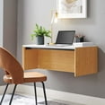 thumbnail image 2 of Wall Mount Computer Work Desk, White Natural, Melamine Wood , Home Office Business, Modern Contemporary HB34528, 2 of 8