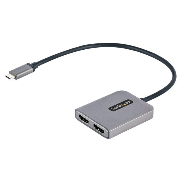 Adaptador USB-C a HDMI Dual StarTech.com Negro con Cable Extralargo Integrado para Notebook Solo Win
