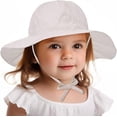 thumbnail image 2 of Wide Brim HatsCotton Kids Bucket Hat Ruffled Summer Sun Protection Beach Hat for Toddler Baby Girls Beige Stripe 6-12 Months, 2 of 8